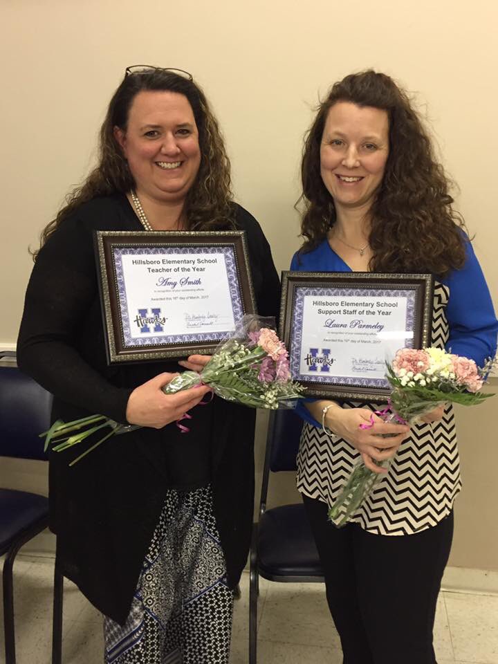 elementaryhawks's tweet photo. Congratulations to Amy Smith, Elementary Teacher of the Year and Laura Parmeley, Elementary Support Staff of the Year! https://t.co/h2XixSYQJz