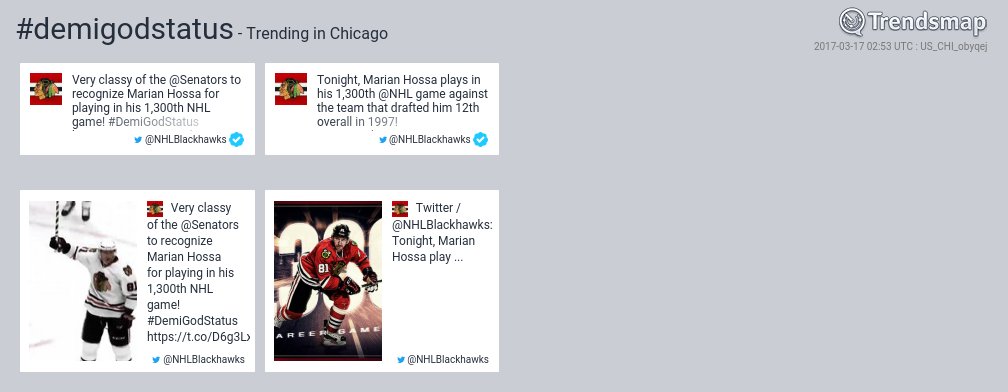 TrendsChicago's tweet photo. #demigodstatus is now trending in #Chicago
https://t.co/nY9FSRClLh https://t.co/xMJMAqlcbb