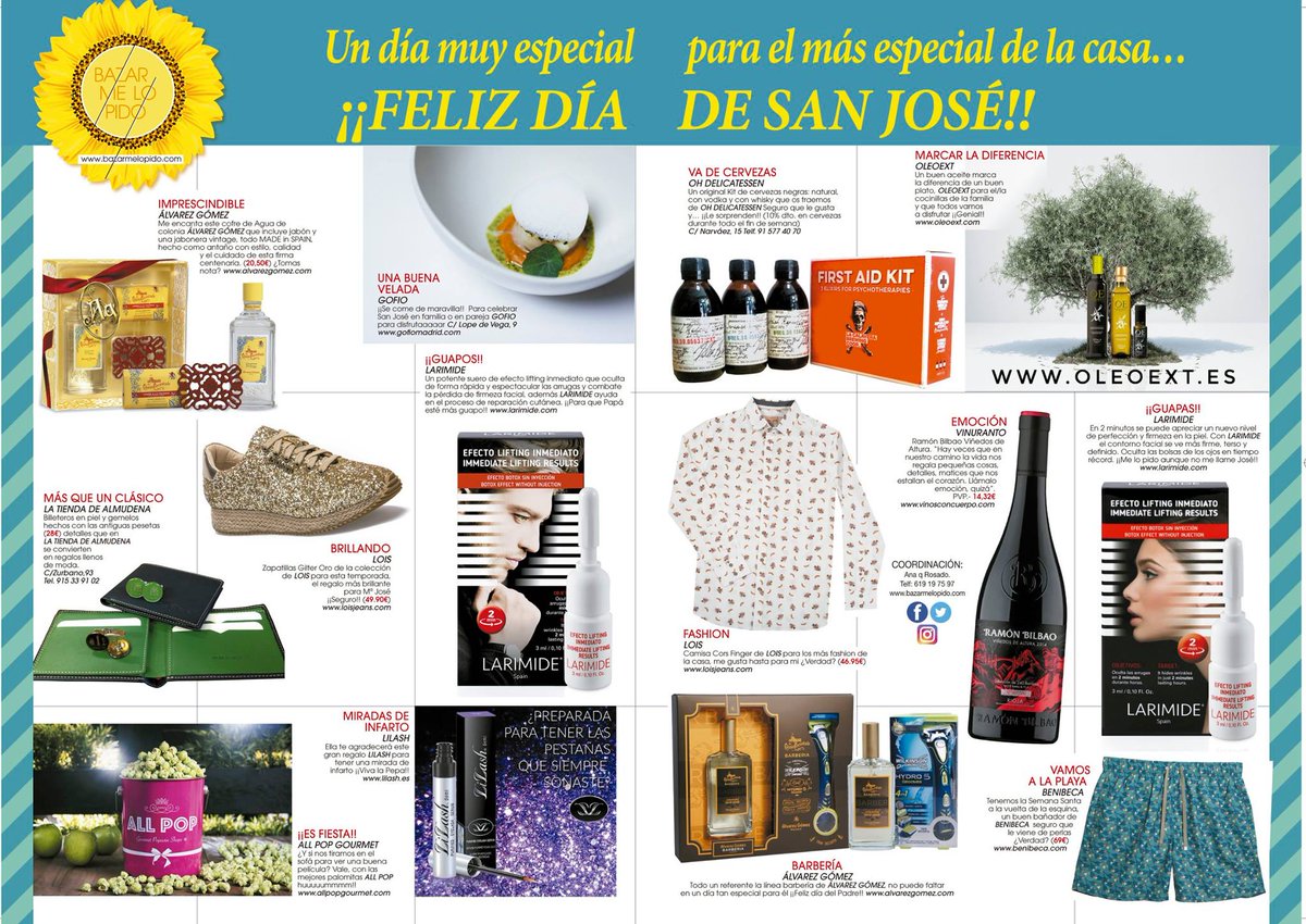 OleoExt's tweet photo. Doble #FF a @bazarmelopido por su especial de ideas para el #diadelpadre en @LunaMetropoli y @elmundoes #magazine #madeinspain https://t.co/o4R4TMaDMi
