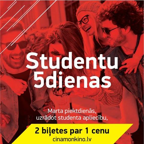 Izdevīgā Studentu 5diena ir klāt! Nāc uz Cinamon, uzrādi derīgu studenta apliecību un 2 biļetes pērc par 1 cenu!