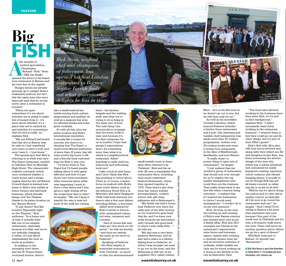 Tonight's the night <a href="/SteinBarnes/">Rick Stein, Barnes</a> opens its doors. Here's my recent interview w the man himself <a href="/Rick_Stein/">Rick Stein</a> in <a href="/TheRichmondMag/">The Richmond Mag</a> now #rickstein