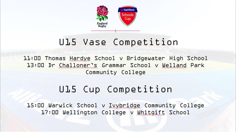 SchoolsCup's tweet photo. Here's our lineup for tomorrow! #NatWestSchoolsCup https://t.co/rKyplQZCVS