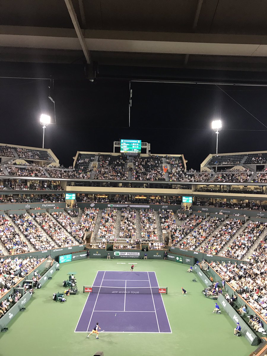 Amazing night of tennis at the BNP Paribas. #adidastennis great arena for tennis.