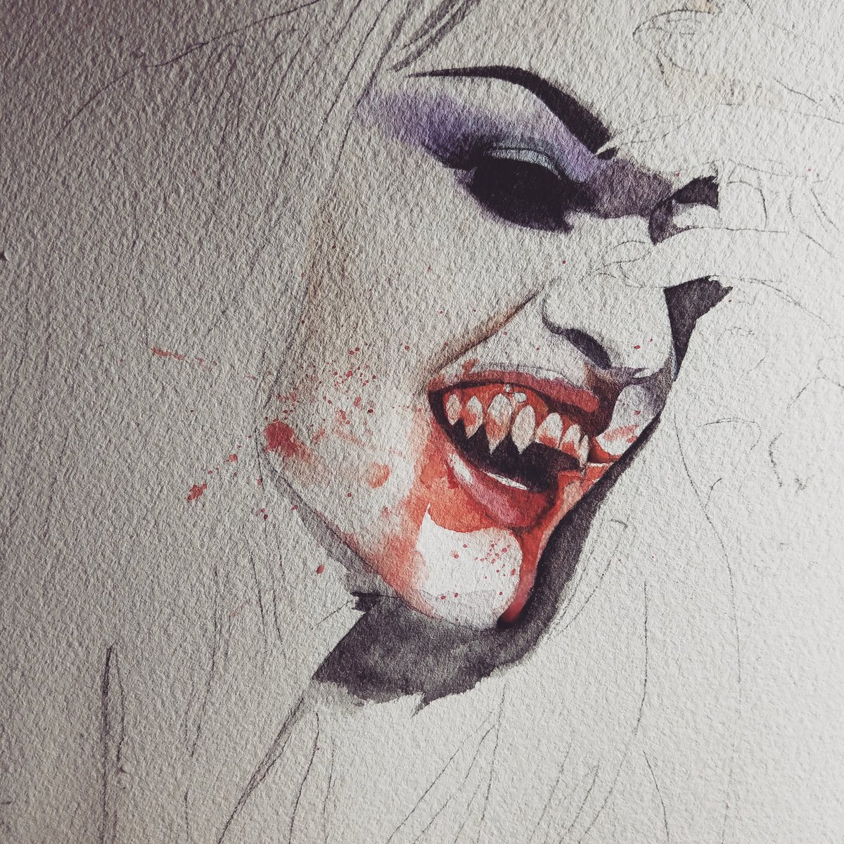 MandyPalumbo's tweet photo. Vampire watercolor wip. Model: @VitaDevoid #vampire #vampyr #goth #darkart #watercolor #octoberoddities https://t.co/6OhkBLvWZo