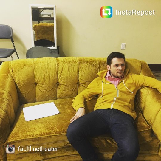 FLTheater's tweet photo. Where does actor stop, and couch begin? Pondering the deep questions at BREEDERS rehearsal. #indietheatre #theatre #sfarts https://t.co/qLe1mODg0l