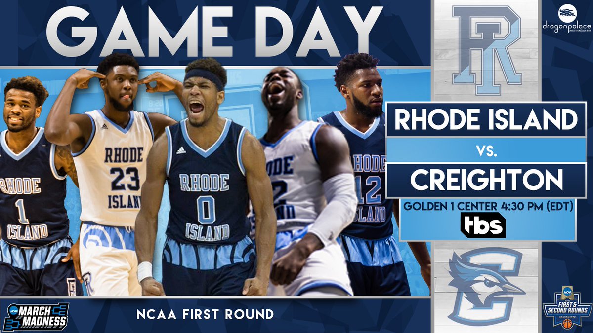 GAME DAY! Rhody battles Creighton today at 4:30 pm (edt) in the first round of the NCAA Tournament! #MarchMadness #GoRhody 🏀