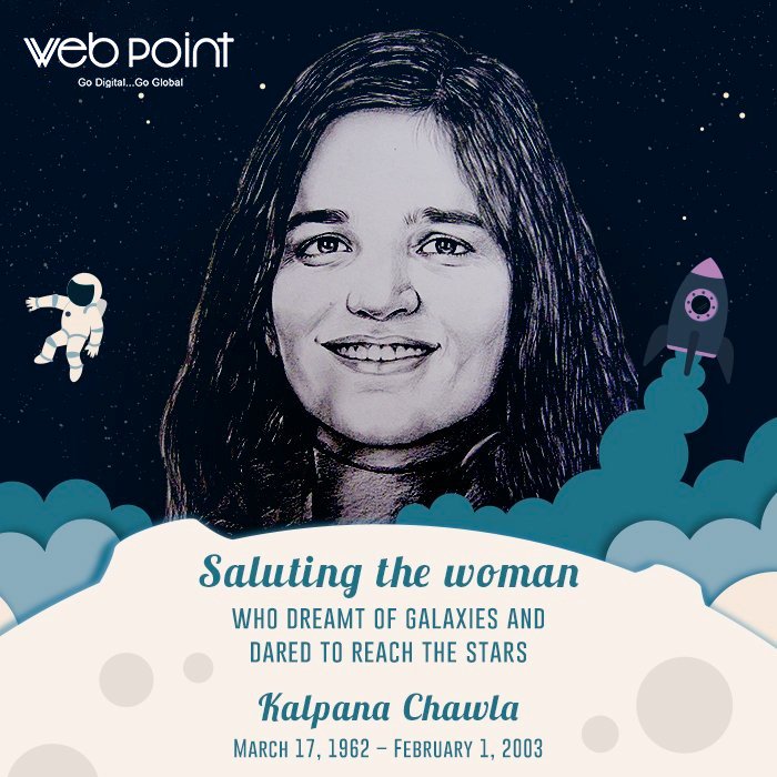 webpointhub's tweet photo. #WebPoint is Remembering #KalpanaChawla, the first woman of Indian origin in #space, on her birth anniversary. https://t.co/hPXT5R99ot