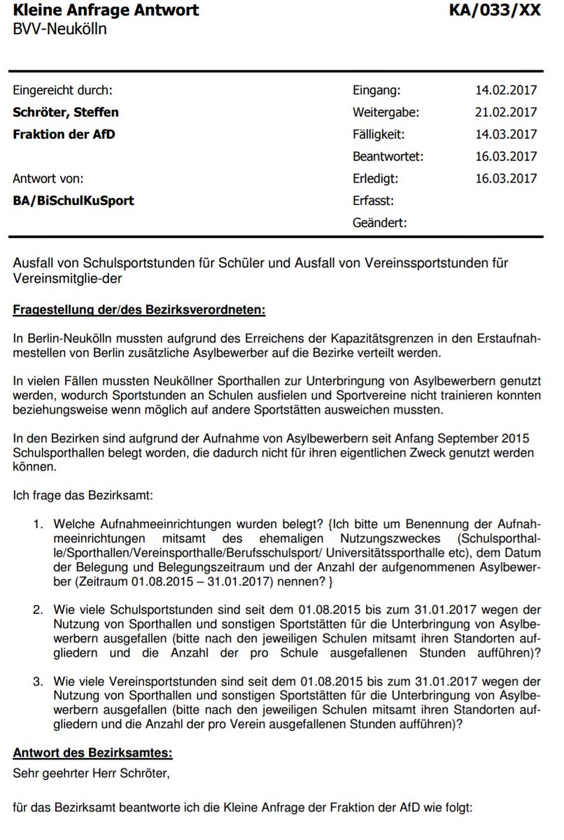 HattelSusanne's tweet photo. Kleine Anfrage zu den #Asylunterkuenften #Efeuweg #BuckowerDamm
#Berlin #Neukoelln #Schoeneberg #Gropiusstadt https://t.co/6GTfNYAIU0