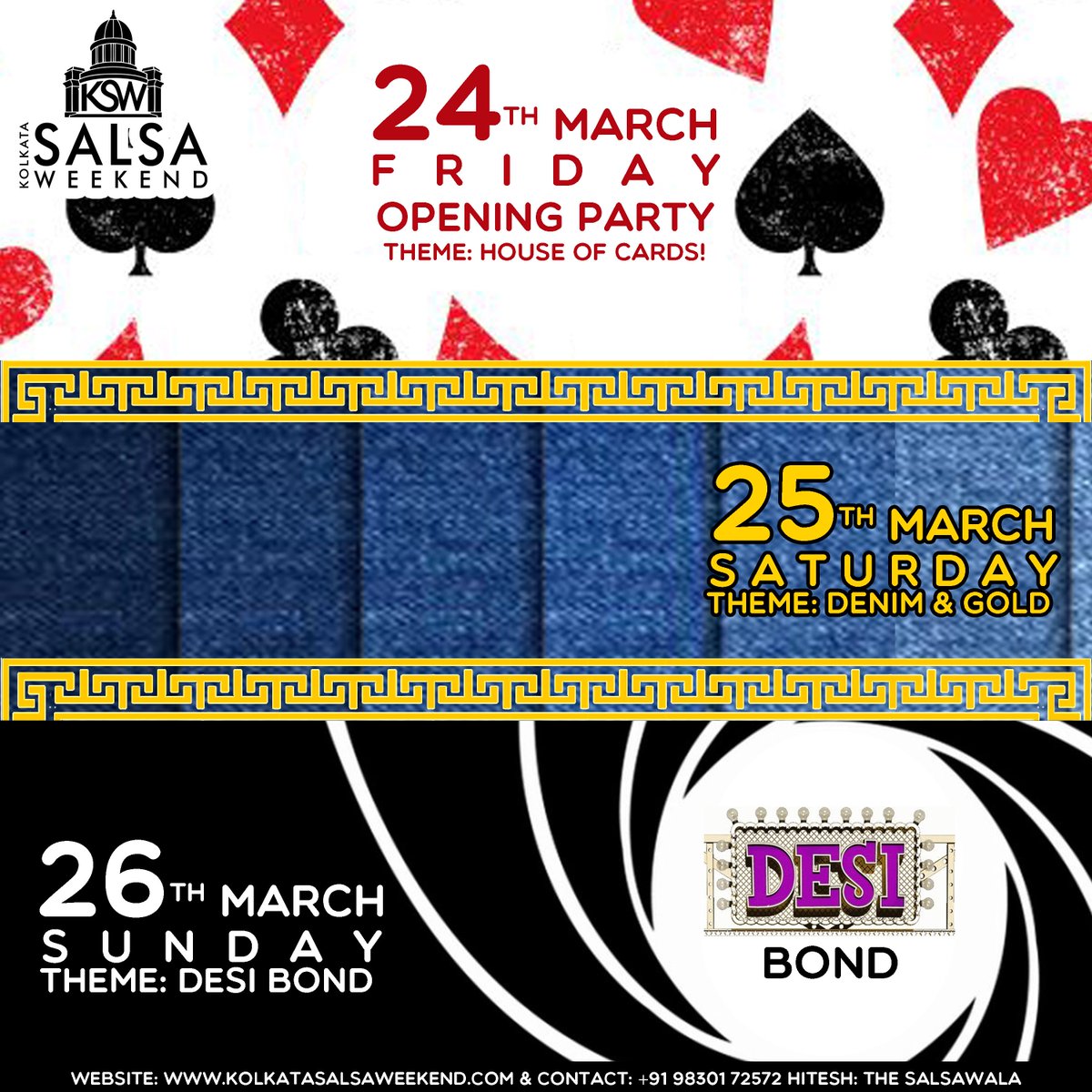 hiteshsalsawala's tweet photo. What are theme of the 3 days of #KolkataSalsaWeekend? #KSW #ThemeParties #SalsaInKolkata #SalsaInIndia #NeverStopDancing #Salsawala https://t.co/uoJm8ChRzB