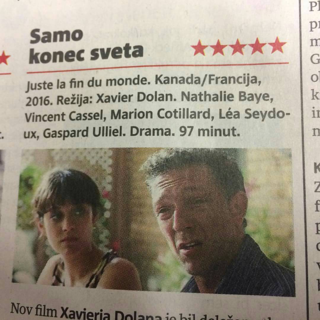 KinoMetropol's tweet photo. 5 zvezdic za Samo konec sveta. Danes ob 18:00. #kinometropol #celje https://t.co/z0x3CbqxcD