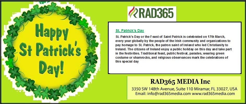 RAD365Media's tweet photo. @StPatricksDay is celebrated on 17th March, to pay homage to St. Patrick, the patron saint of Ireland who led Christianity to Ireland. https://t.co/m3xaHk5Abn