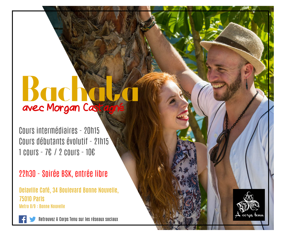 Le cours de Bachata du 21 mars avec <a href="/morgancastagne/">Morgan Castagné</a> 
 se déroulera exceptionnellement au <a href="/DelavilleCafe/">Delaville Cafe</a> 
 #Bachata ow.ly/QseI309ZzCr