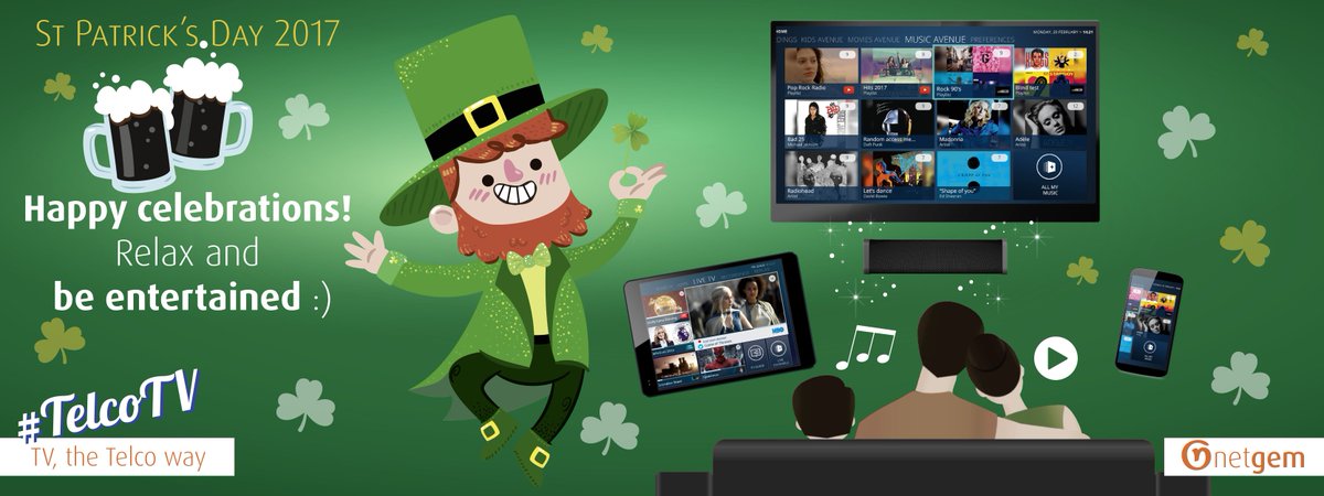 Delighted to wish all our Irish friends a great #StPatricksDay from the Netgem team! #FridayFeeling #Ireland #celebrations