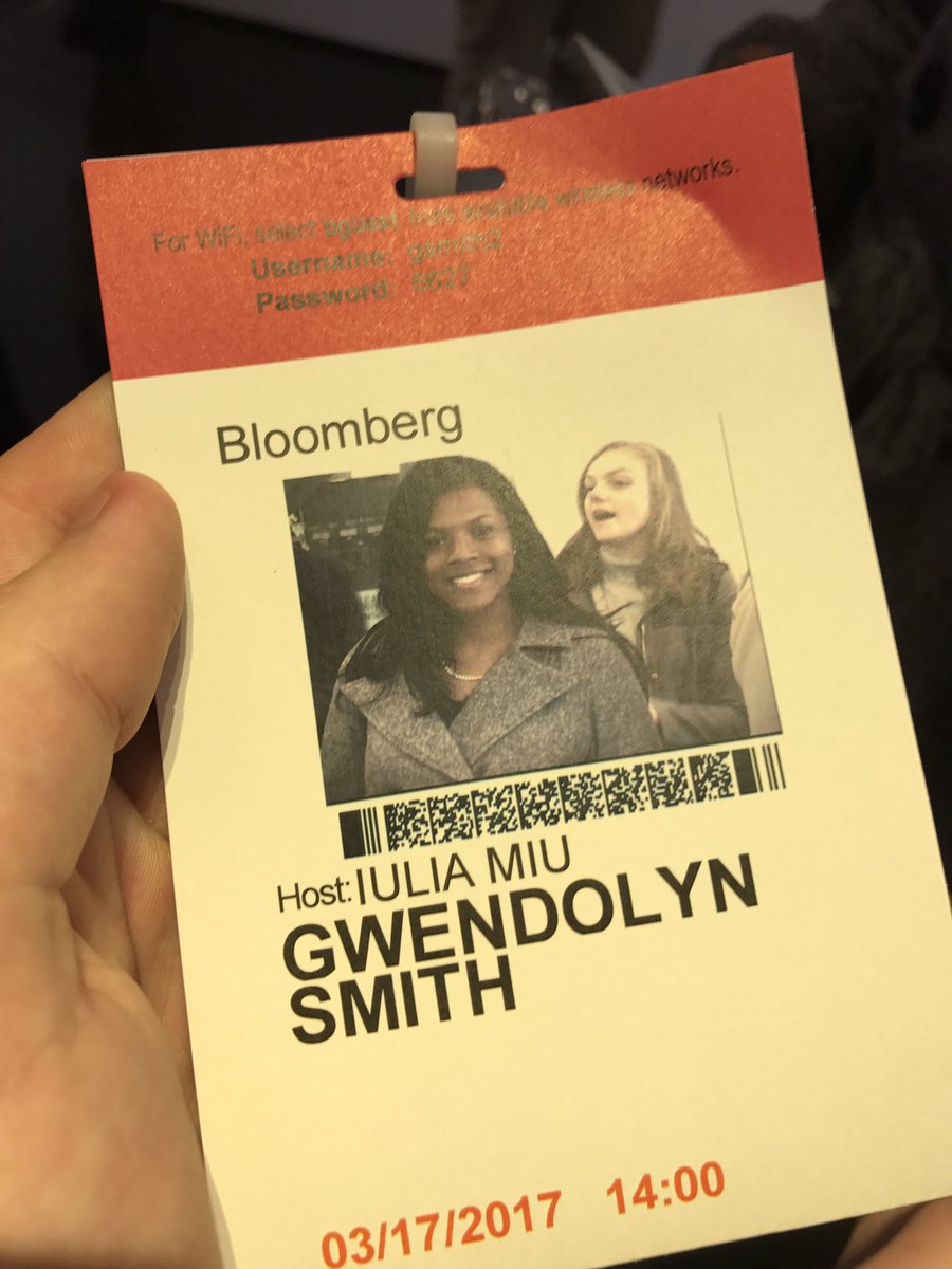 willschoeff's tweet photo. We're being v professional for these visitor badges. Shouts out to @laracarson_ #mjsb17 https://t.co/Eou1ya7Dal
