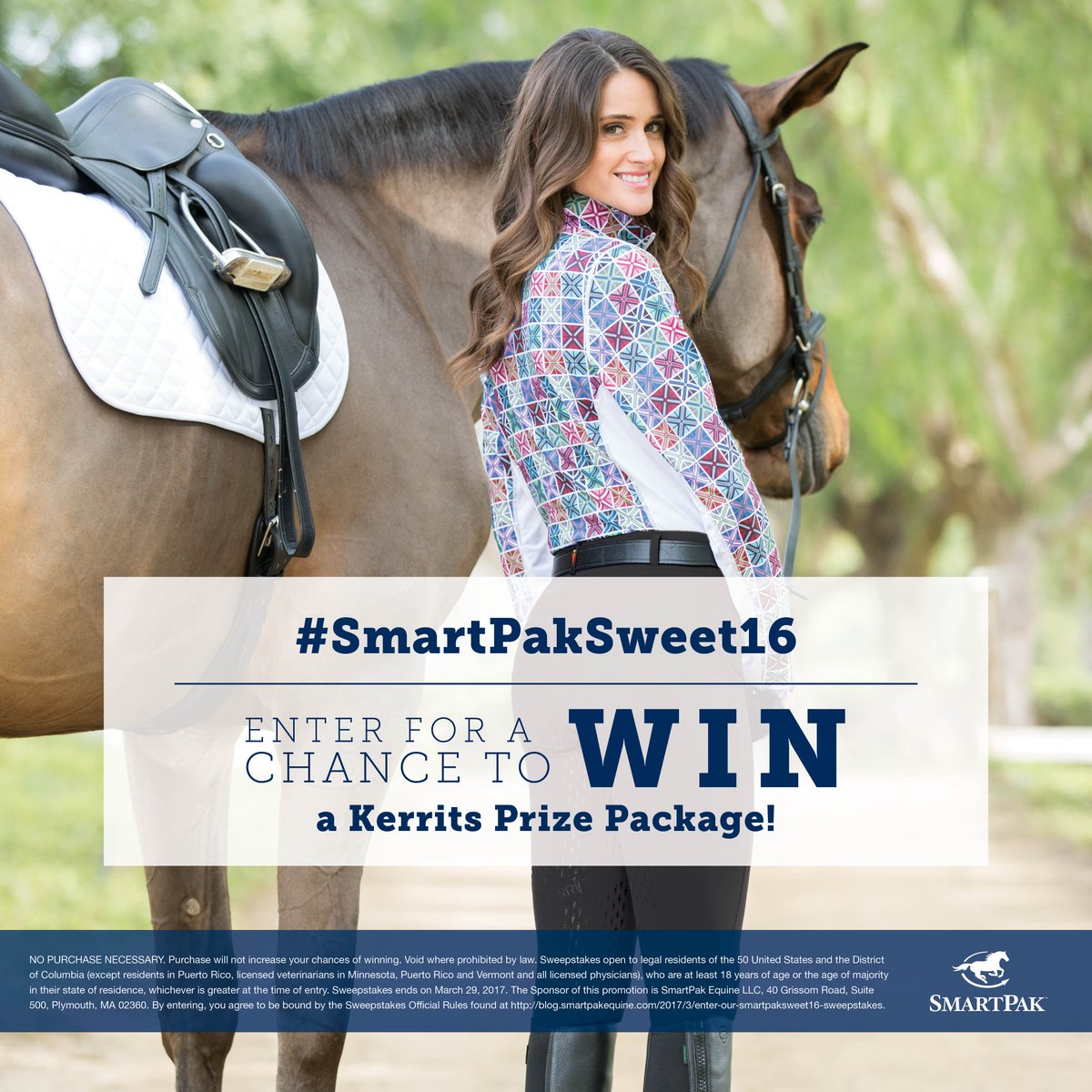 SmartPak's tweet photo. Don't miss your chance to win a prize package from Kerrits! Fill out the #SmartPakSweet16 giveaway form to enter: https://t.co/5KXGkSc7fV https://t.co/EfHpKrOZV4