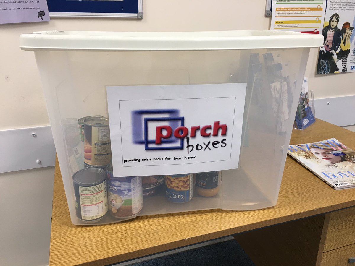 FairfaxPractice's tweet photo. We have a #porchbox to provide food parcels to local people in need. Please bring any donations to the box in reception. https://t.co/X8ai1uvluL