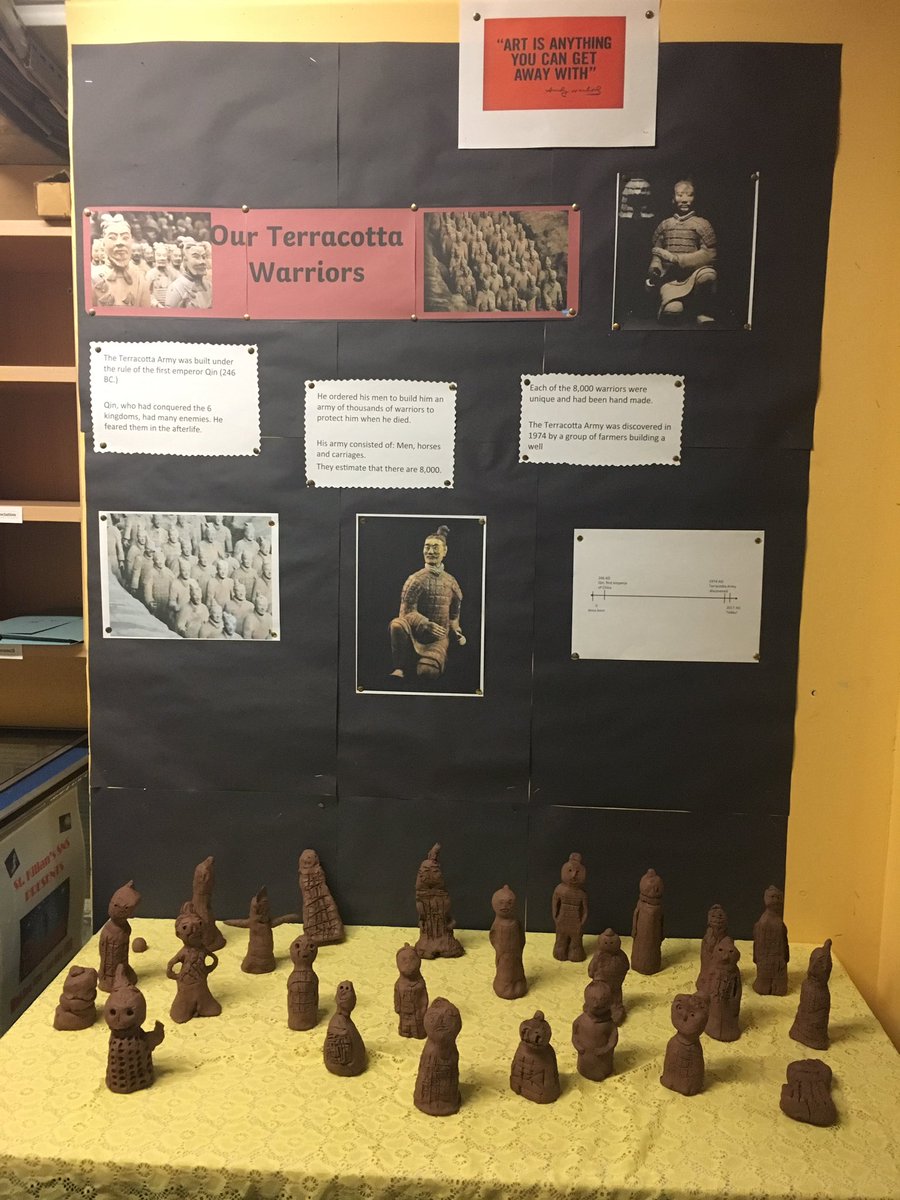 AislinnSIE's tweet photo. 6th class finished their study of Ancient China by creating our own Terracotta warriors to protect our classroom! #ArtEd https://t.co/aZDWKZ7ZDw