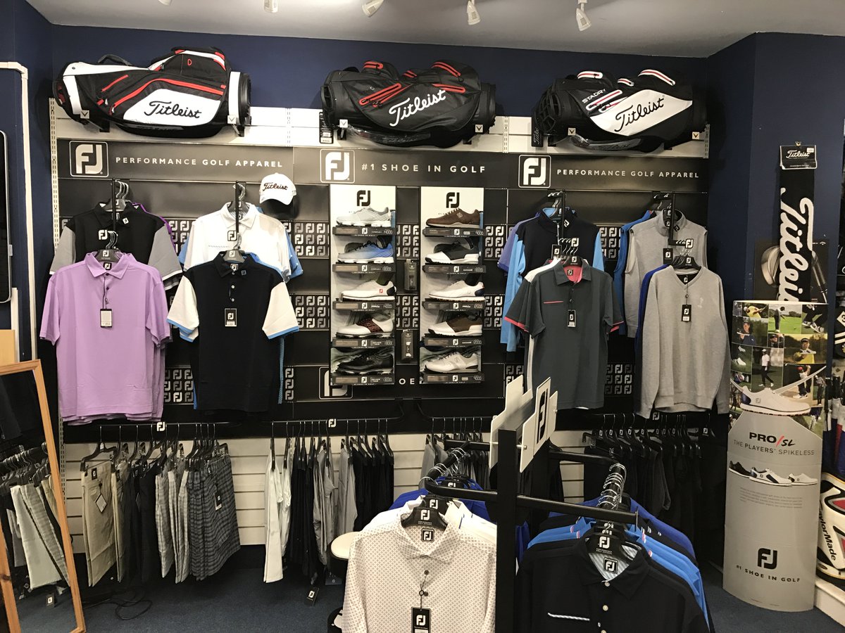 KirkyGolf's tweet photo. @FootJoy section looking great in the Pro Shop @Guildford_Golf! Come and check out the new clothing and shoes! #FJMarkofaPlayer #1shoeingolf https://t.co/X5pEROZpSt