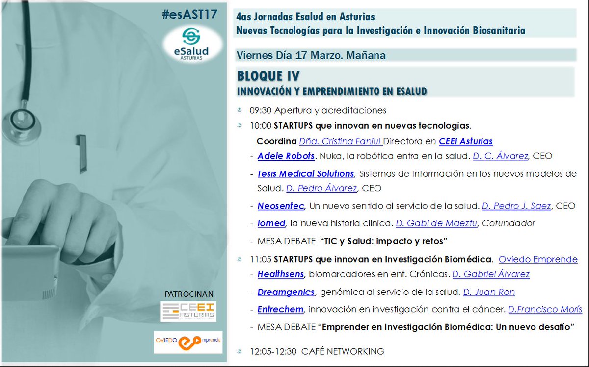 Hoy nuestra Directora Cristina Fanjul #CEEIAsturias en las JORNADAS #eSalud #esAST17  💟📲con @ADELErobots <a href="/TESISMedical/">TESIS Medical Solutions</a> @Neosentec @IOMED_ehr