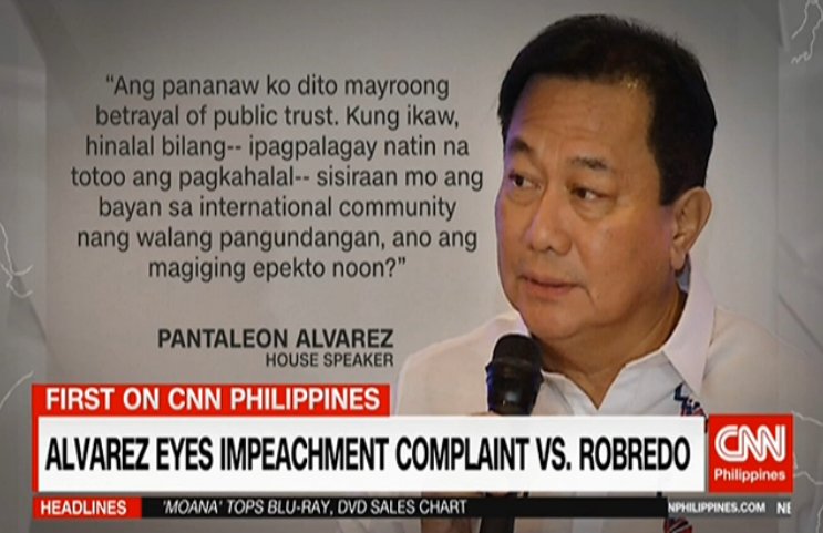 newswatchplusph's tweet photo. FIRST ON CNN PHILIPPINES: Alvarez eyes impeachment complaint vs. Robredo | Network News live https://t.co/CaczwF9CtH https://t.co/j9OezbpIWz