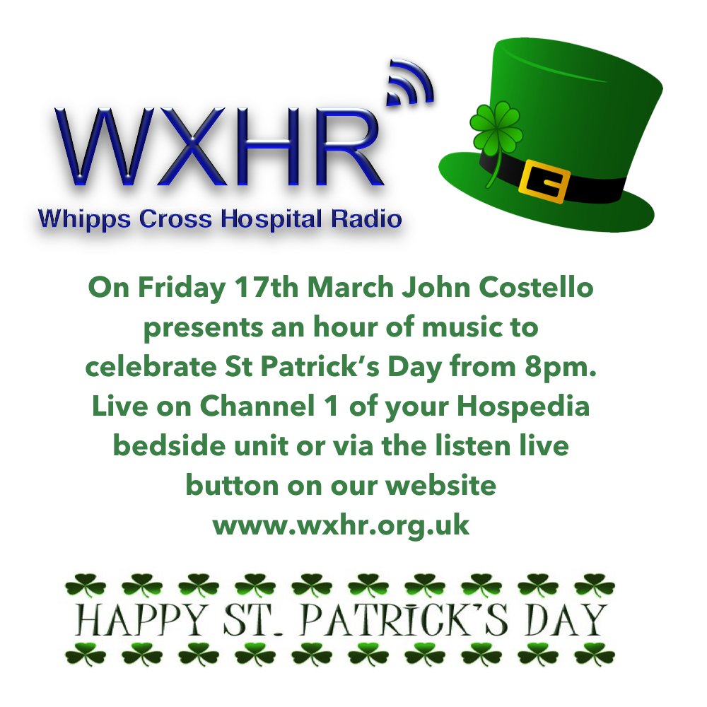 A very happy St Patricks Day to all out listeners <a href="/WXHR/">Whipps Cross Radio</a> #StPatricksDay