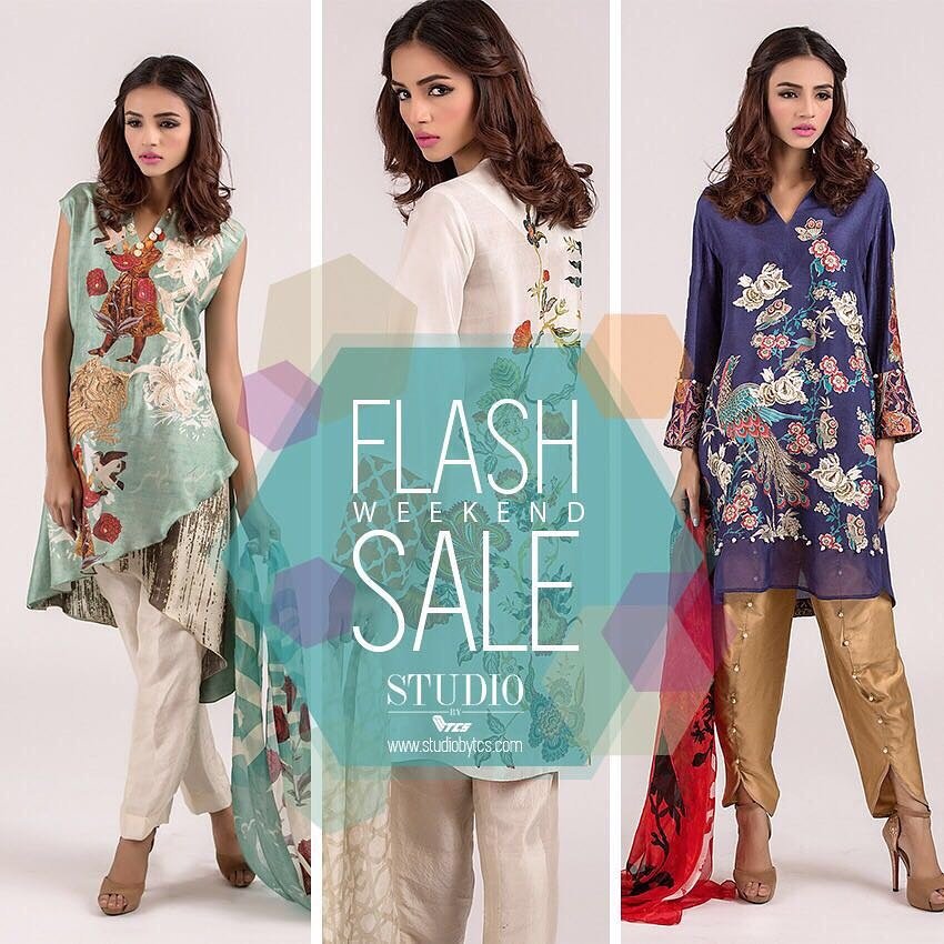 KanzaAli7's tweet photo. Fri-yay! Make your weekend even better. Grab these trendy #ShamaeelAnsari  outfits from the website, 30% off!
#StudioByTCS #WeDeliverFashion https://t.co/eyia64IBZq