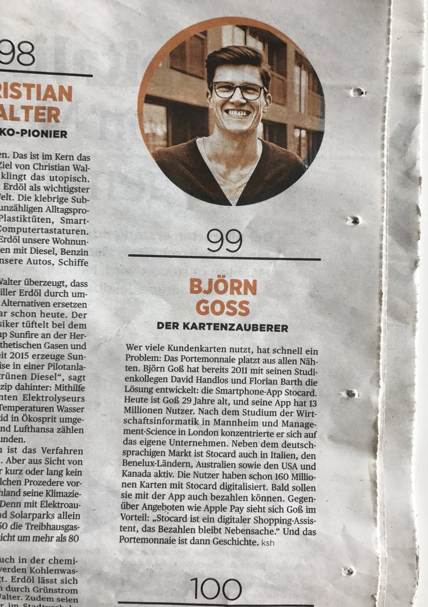 Björn Goss (@gobjoern) on Twitter photo Thrilled to be one of Germany's top innovators by <a href="/handelsblatt/">Handelsblatt</a>, representative everyone <a href="/StocardApp/">Stocard Wallet</a> .
Join us: stocardapp.com/jobs Thrilled to be one of Germany's top innovators by <a href="/handelsblatt/">Handelsblatt</a>, representative everyone <a href="/StocardApp/">Stocard Wallet</a> .
Join us: stocardapp.com/jobs