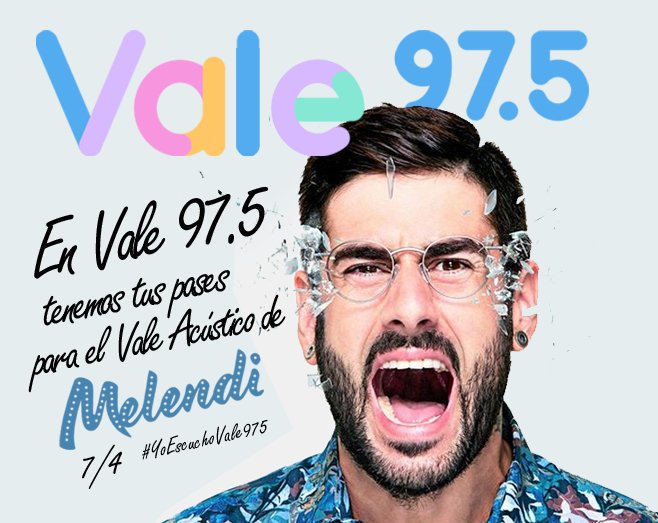 Vale975's tweet image. ¡Muy pronto vas a poder ganar tus pases para el #ValeAcustico de @MelendiOficial! 
#YoEscuchoVale975