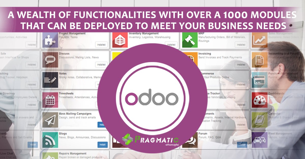 Pragmatic_Tech's tweet photo. #Odoo offers you thousands of #BusinessModules to use for easy #businessprocessing
Visit:https://t.co/DuFnGCMEWk
#ERP #OpenERP #OpenSource https://t.co/Ww3ACbqFm7