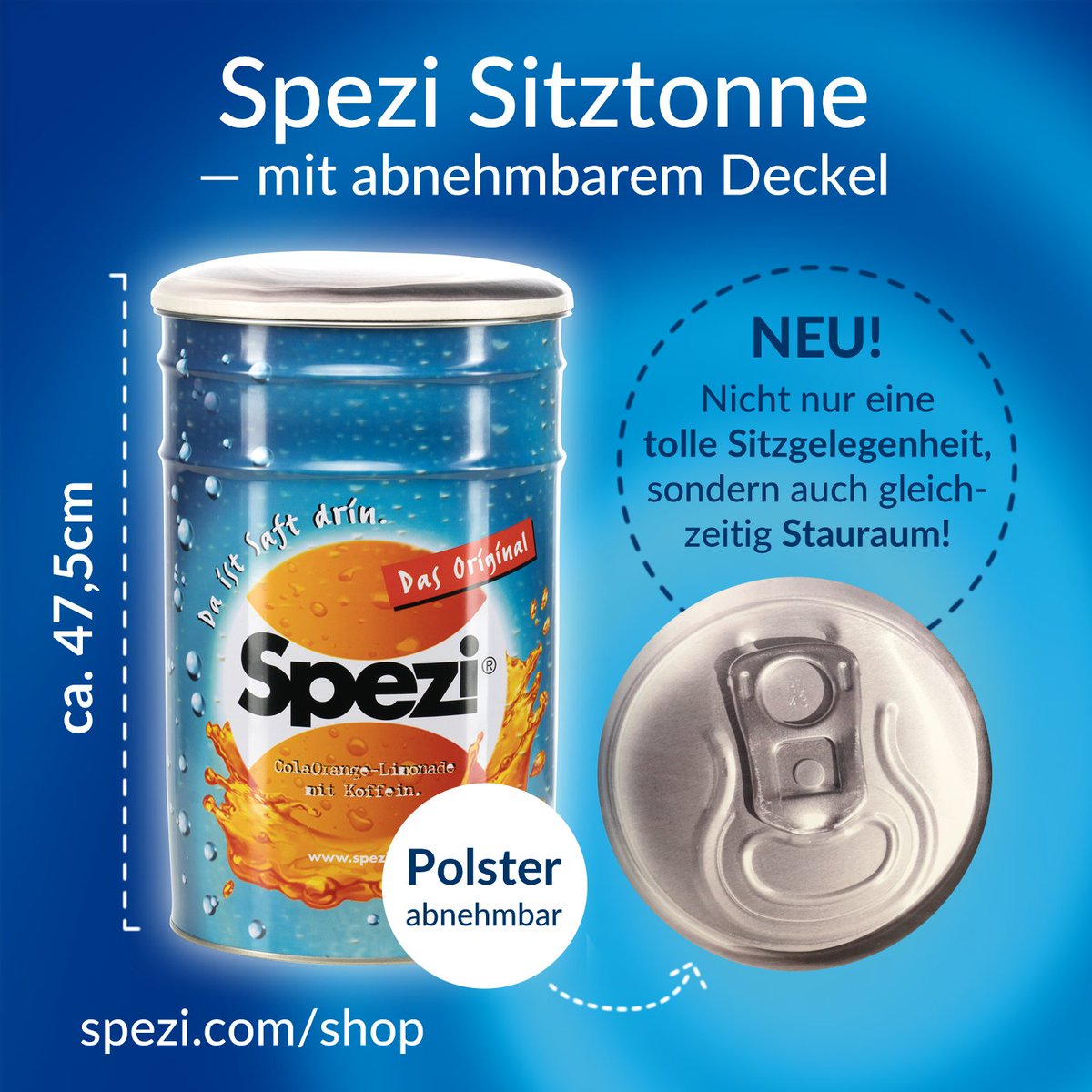 Spezi Sitztonne mit abnehmbarem Deckel — nicht nur eine tolle Sitzgelegenheit, sondern auch gleichzeitig Stauraum!
spezi.com/shop/spezi-org…