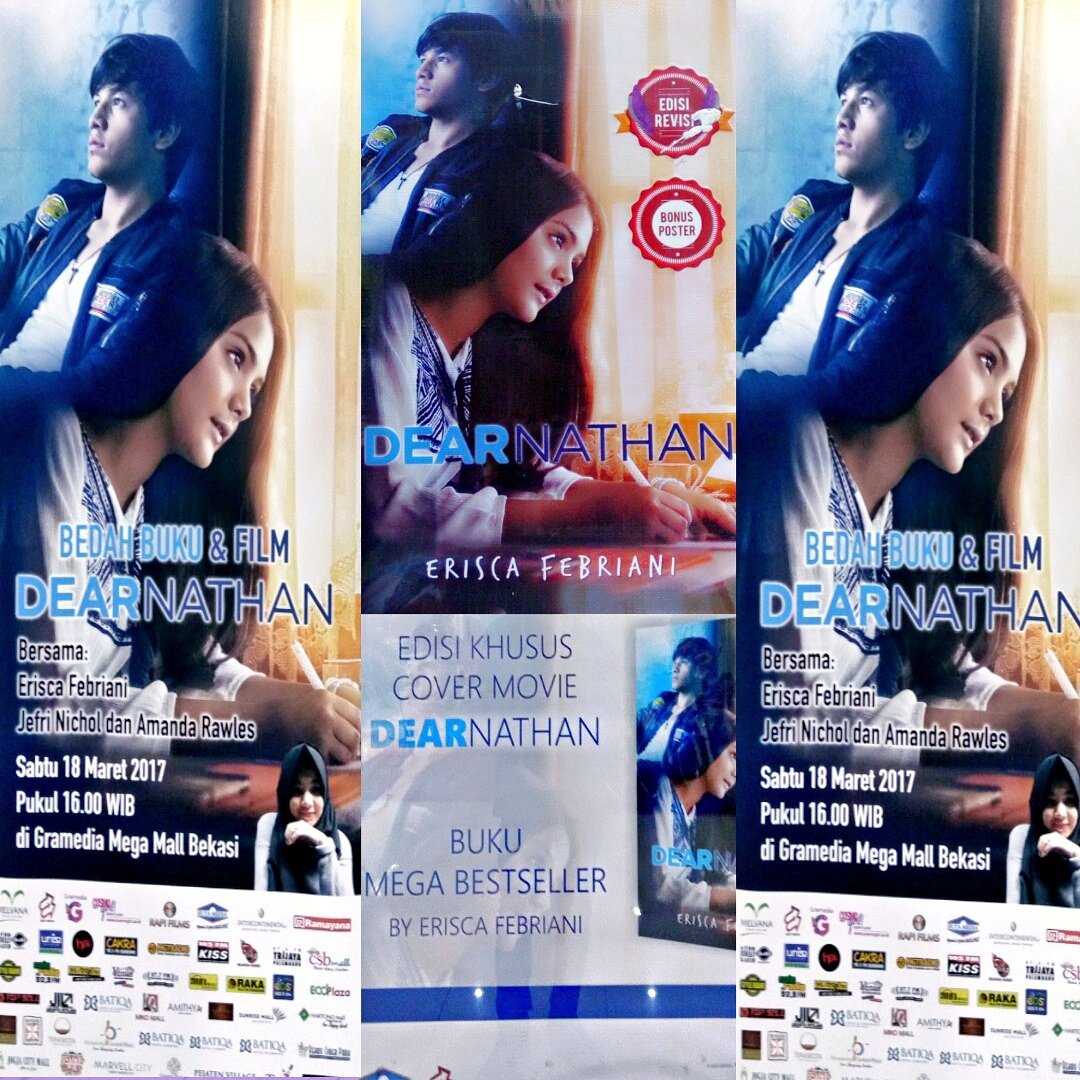 Untuk penggemar novel Dear Nathan+Pemerannya dan penulis bukunya Erisca Febriani. BESOK Wajib hadir nih sayang lho kalau tidak hadir 😉😉😉