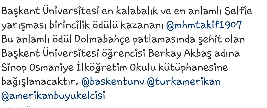 Kazandığımız bu ödülü kullanacağımız  Berkay Akbaş adina yenilenen kütüphane yardımı icin desteklerinizi bekliyoruz. İletişim: 0553 503 7852