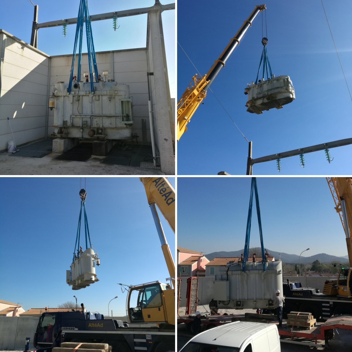 Azz_Ayari's tweet photo. Opération de grutage du transformateur 313 au poste source d'Hyères réalisée en toute sécurité ce matin. #brips #enedis https://t.co/oZcFqS7HB0