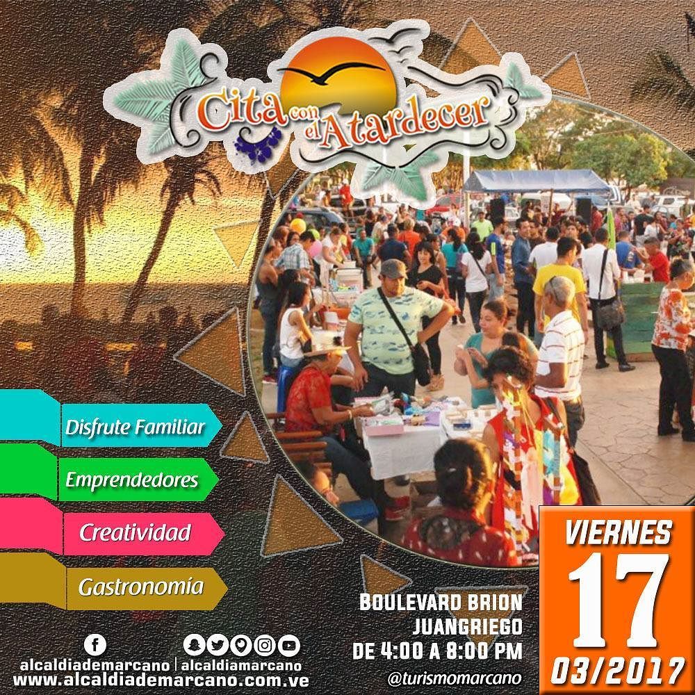 alcaldiamarcano's tweet photo. 🌅 #CitaConElAtardecer.
📆 17/03/2017.
⏰ 4:00 p.m.
📍Boulevard Brión #juangriego

#NorteSeguro 
#margarita #venezuela … https://t.co/Nywu32eOdP