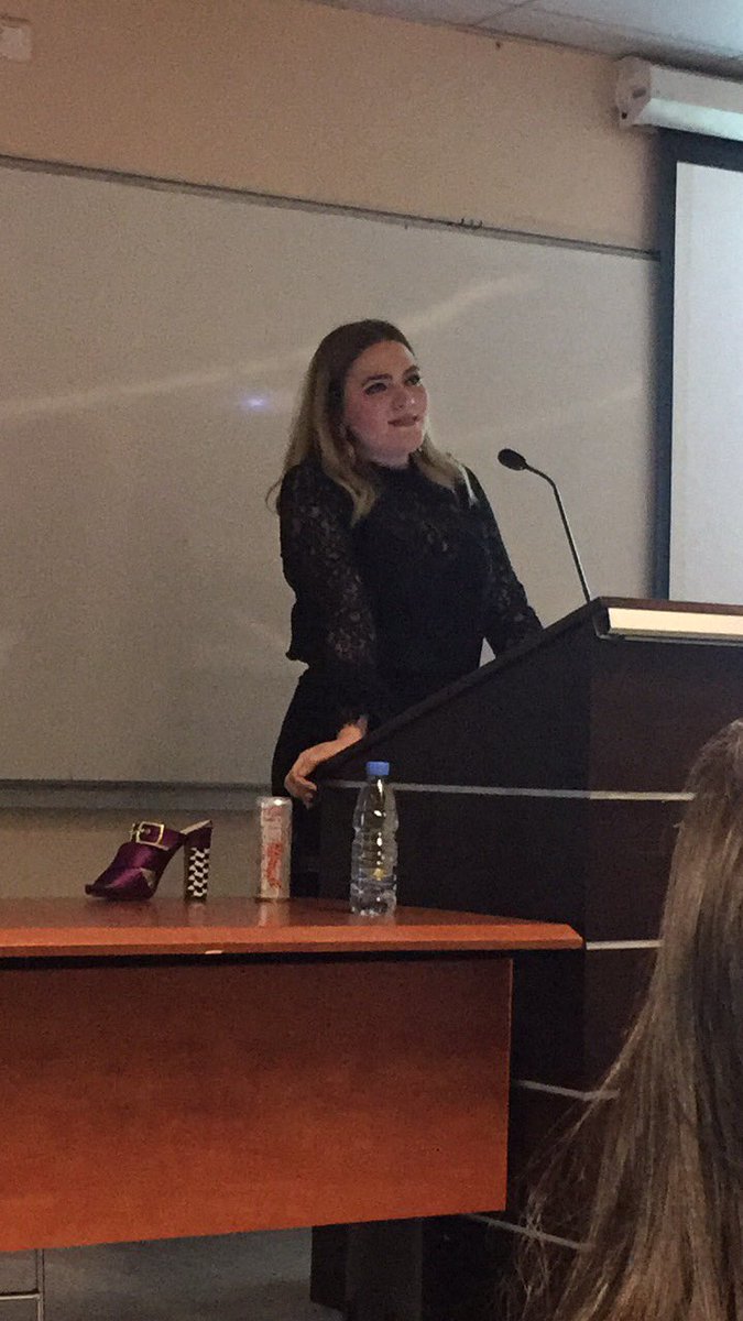 LeenKalo's tweet photo. A lecture given by Emma Botros, a Lebanese LAU Alumni Footwear designer, foe @POISE_DESIGN 😍👠 Thank you ! 

#EMARKETINGMKT312 https://t.co/kDLo4gon1G