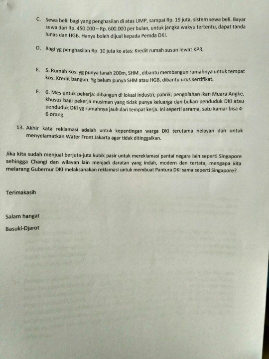 Tanggapan Gubernur DKI terkait hasil putusan PTUN soal Reklamasi di pulau F, I dan K.. baca dengan Nurani yah 😁✌