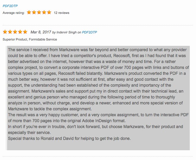Markzware's tweet photo. #Designer on PDF2#InDesign #PDF2DTP
"I have tried a competitor's product... that was a waste of money and time."
~ https://t.co/I5sDKtNBLj https://t.co/Kg9ULdjlvf