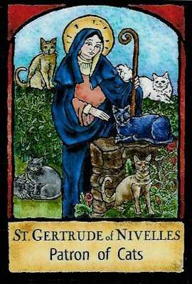 Wallflower_Mag's tweet photo. Forget about #StPatrick and the snakes, today we at Wallflower are celebrating  #StGertrudesDay and her cats. She was all about them #cats https://t.co/hGwNo9cmu8