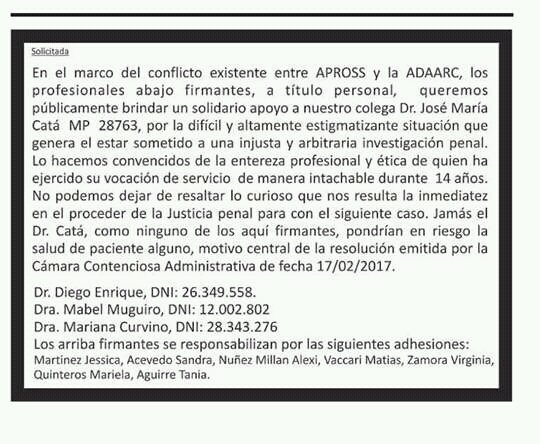 tamaraaguirre's tweet photo. Se agudiza el conflicto entre #Apross y #Adaarc. @adolruiz @JFKloppenburg @canal10cba @canal8dn @elshowdelam @ElDoce @Rebebortoletto https://t.co/VYyATyoysZ