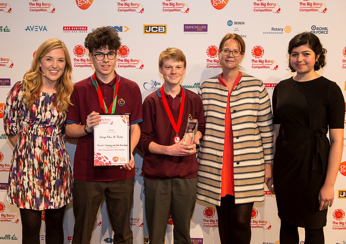 GSK's tweet image. We’re always looking out for brilliant brains, so congratulations George and Ed, for winning GSK UK Young Scientists of the Year 2017! #STEM