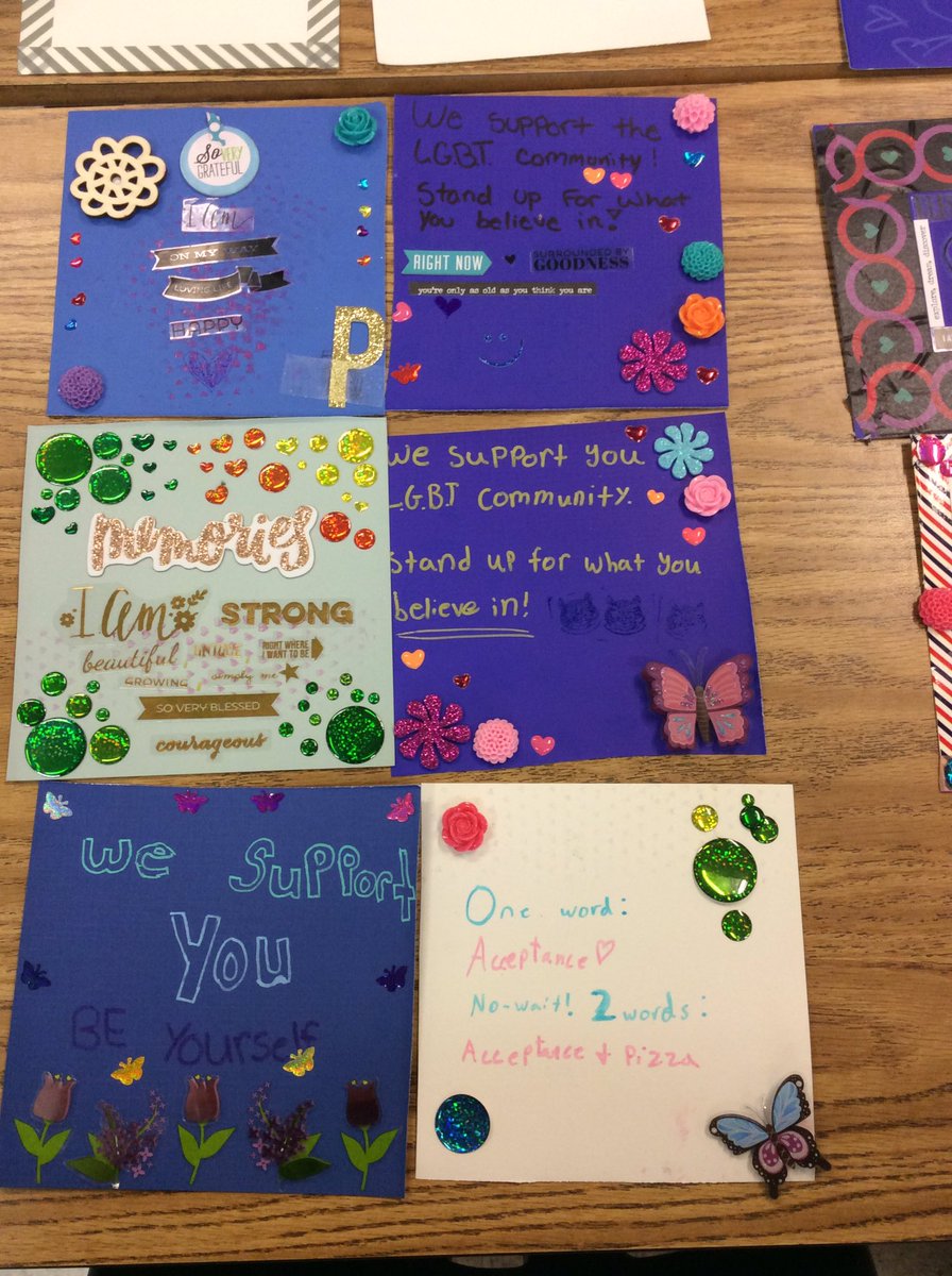 SciFord_GMS's tweet photo. @APSGunston Gay Straight Alliance writing postcards to support the D.C. Area transgender youth. #GSA #GunstonPride @APS_OMA @GunstonMAC https://t.co/squXNtskrL