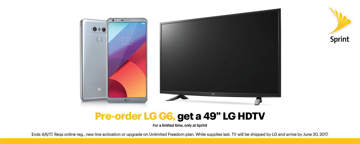 AmrWahba1080's tweet photo. Pre-order your @LG G6 today &amp; for a limited time, get a 49” LG #HDTV for #FREE, only @Sprint https://t.co/KlZGwh09d2 https://t.co/o3gegMuyTG