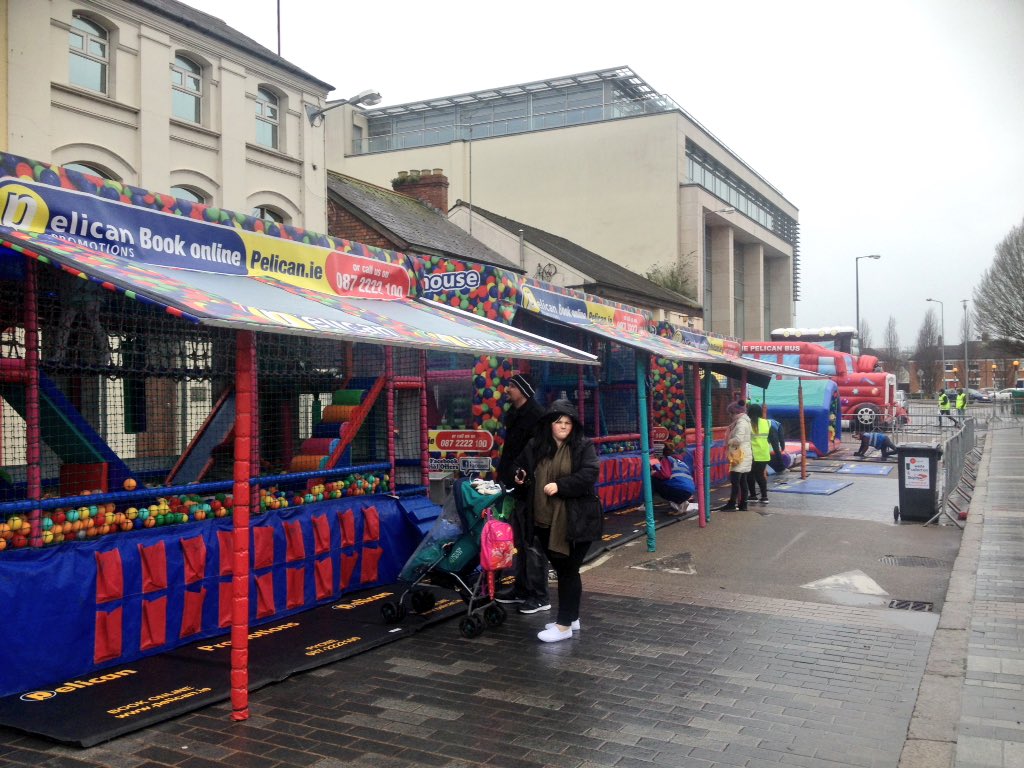 Due to crowds already arriving into town <a href="/stpatricksdaydd/">St. Patrick's Day</a> FunZone w/<a href="/Pelican_promo/">Pelican Promotions</a> has opened early so come on over to Market Sq #LouthChat