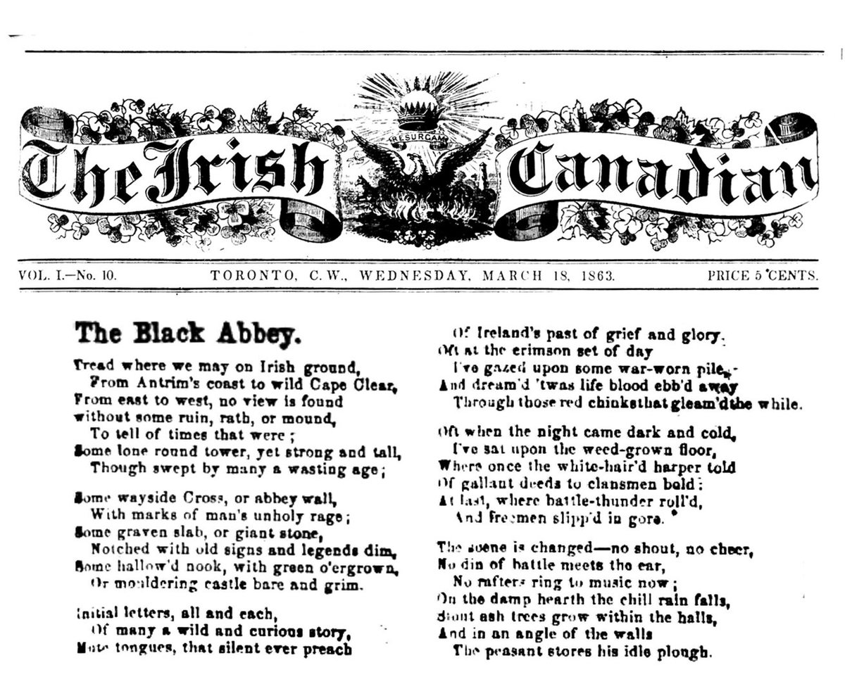 UNBLibraries's tweet photo. Happy St. Patrick's Day! Enjoy a poem from the Irish Canadian: #UNBMicrofilms #NewspaperCollection #Irish https://t.co/62xj4NjrbX