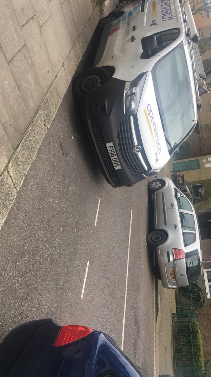 pinkyp15's tweet photo. This DICK working 4 @bt_uk taking up 2 spaces in a residence road, my grandad on his death bed and I'm worrying about parking the car🖕🏼 https://t.co/88p41bDuXu