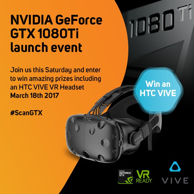 Don't forget to join us tomorrow. It's shaping up to be an amazing day! scan.co.uk/shops/nvidia/g… #ScanGTX #nvidia #HTC #HTCVive #1080Ti