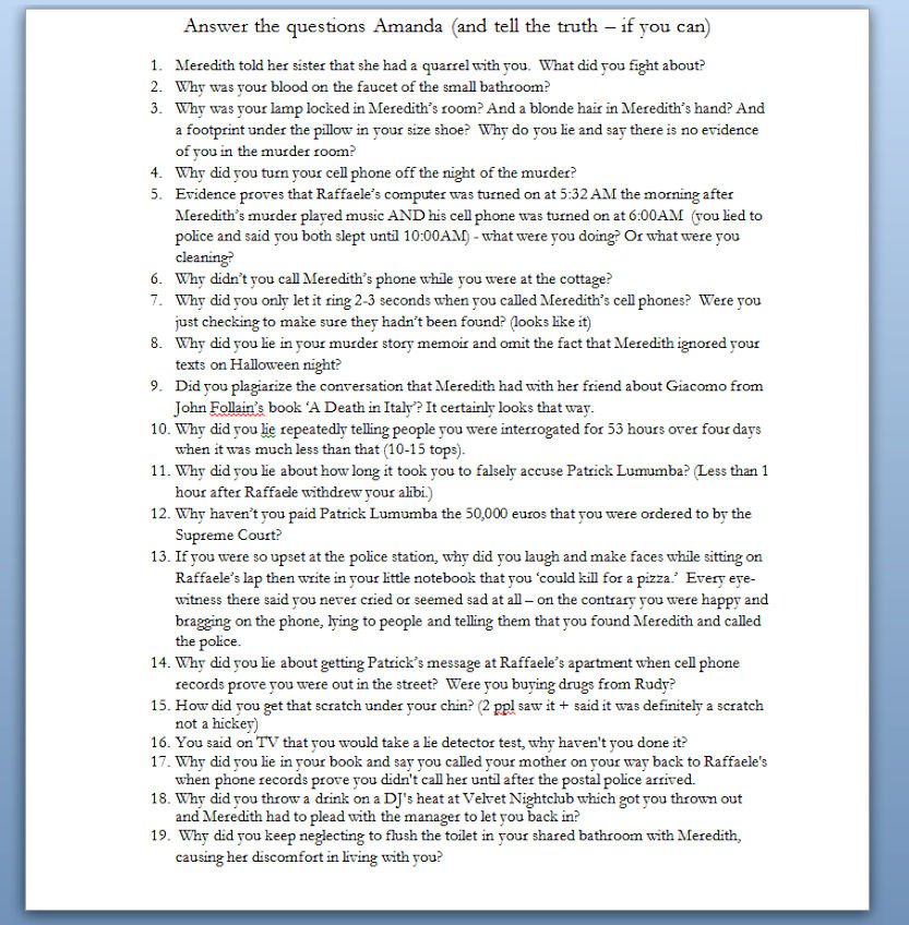 ifuwerewise's tweet image. #APLS2017 #Amandaknox Amanda Knox has never answered these questions - why is that?