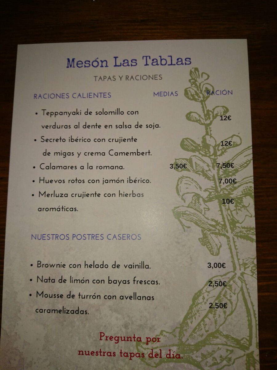 Aquí os dejamos nuestra nueva cartita. Esperamos que os guste