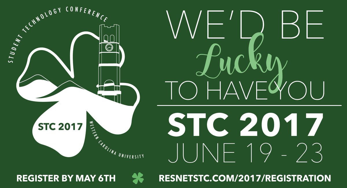 ResNetSTC's tweet image. Happy St. Patty&apos;s Day from the STC 2017 Planning Committee! Visit resnetstc.org/2017/ to learn more about the conference!