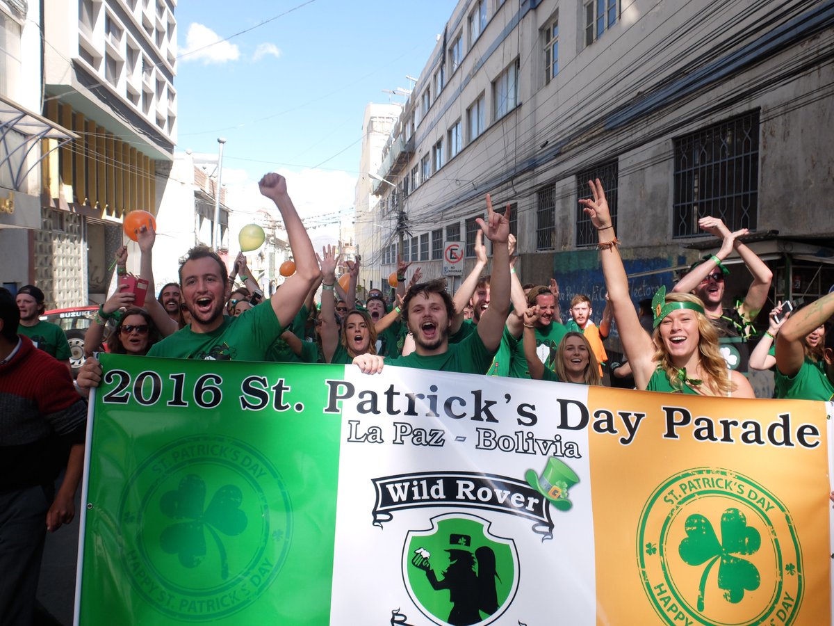 WildRoverH's tweet photo. Happy Paddy's Day around the world!!! Catch the world's highest parade in La Paz at 3640 mt above sea level! @IrishTimes @JOEdotie @Herdotie https://t.co/Dike4H9L39